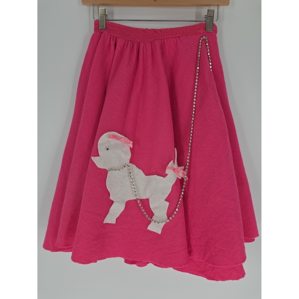 Women's Poodle Skirt Size XS Costume Play Dress Up Pink White